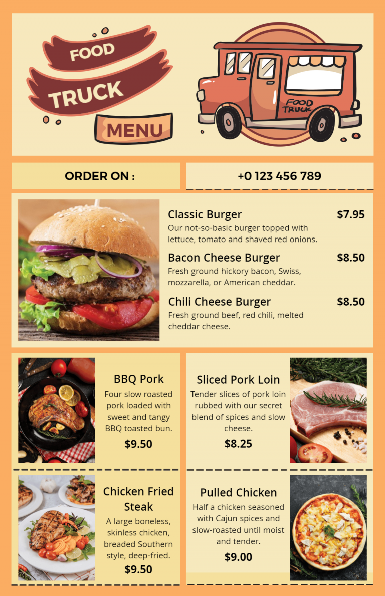 How To Design A Food Truck Menu Using Templates Photoadking