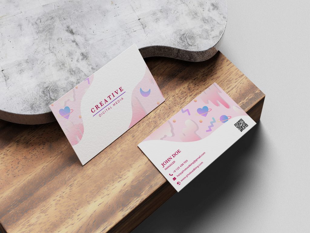 business card with wood