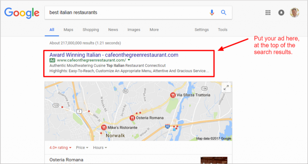 google search ads example