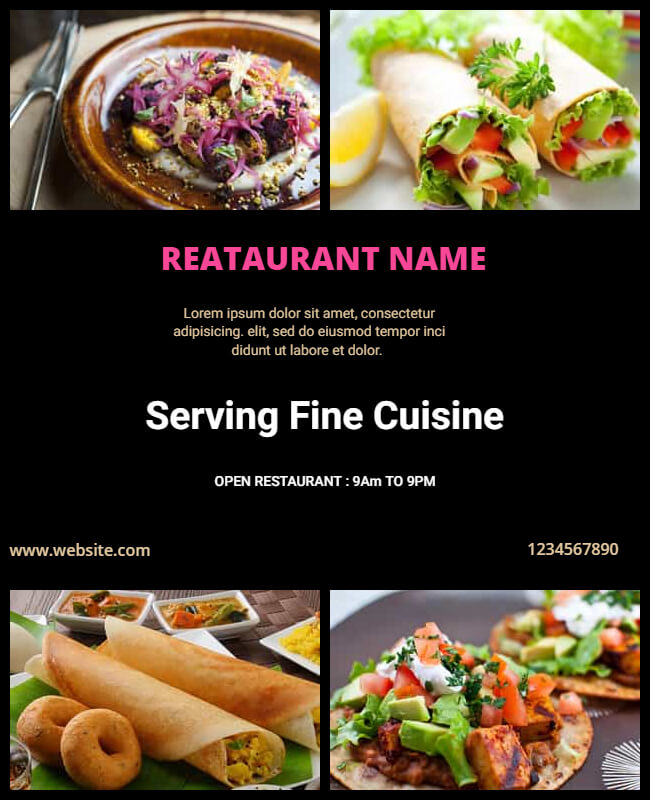 Serving Fine Cuisine Restaurant Flyer Templates