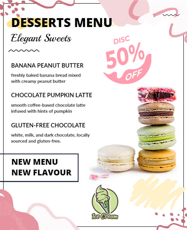 Dessert menu design
