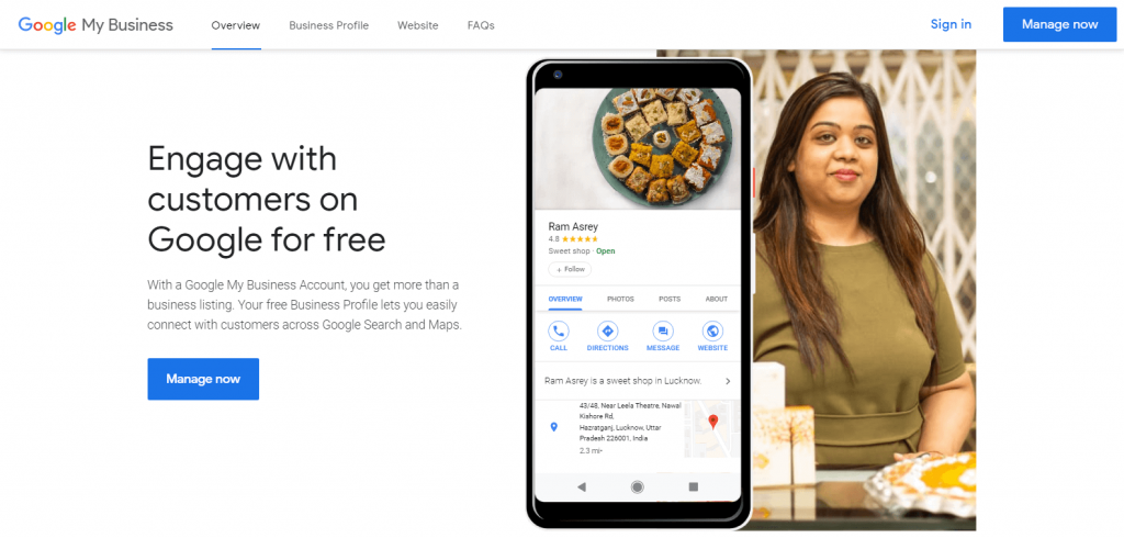 google my business website