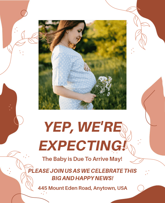 Pregnancy announcement flyer design examples