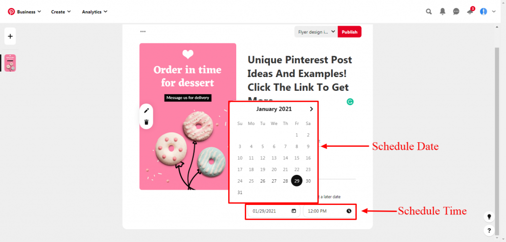 Pinterest schedule date and time