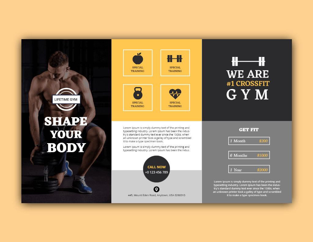 gym pamphlet design idea