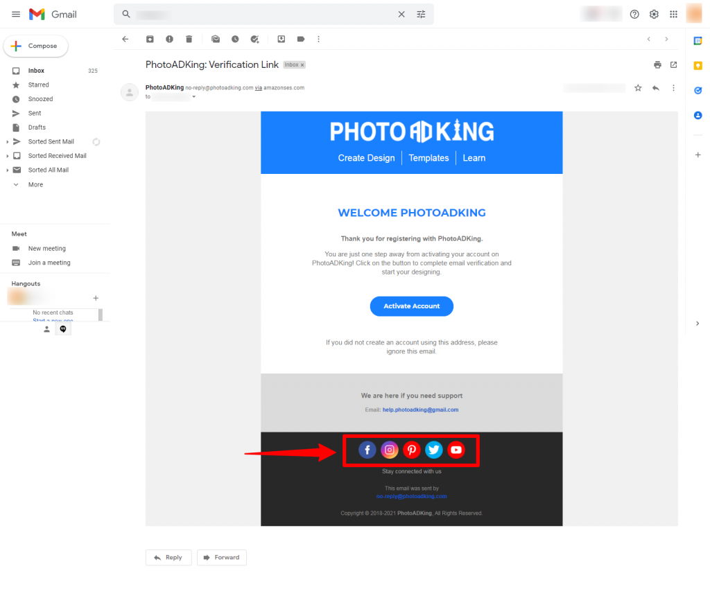 PhotoADKing email screenshot