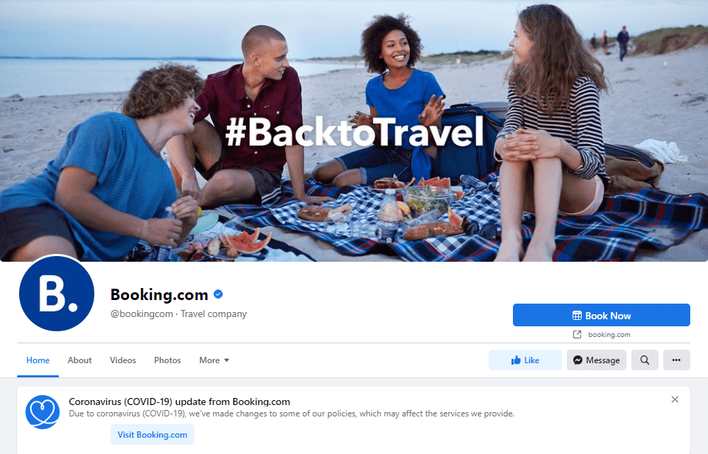 booking.com facebook page