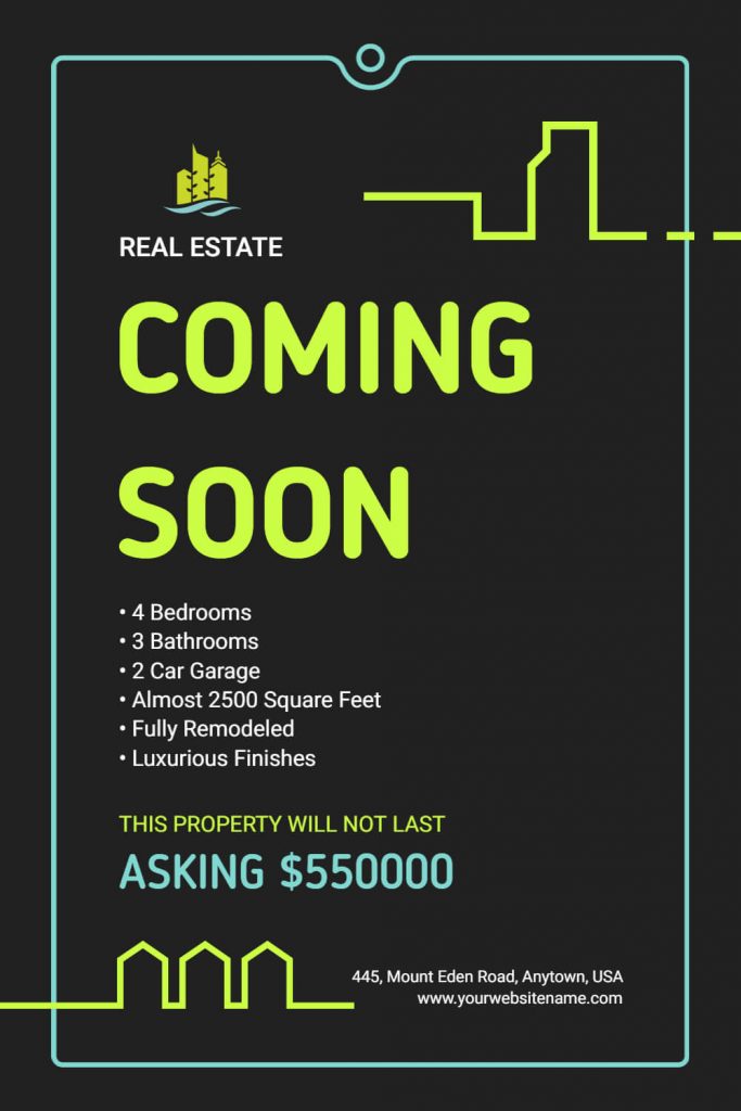coming soon real estate flyer