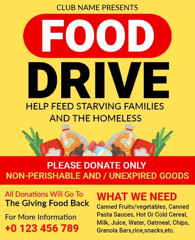 canned food drive poster ideas