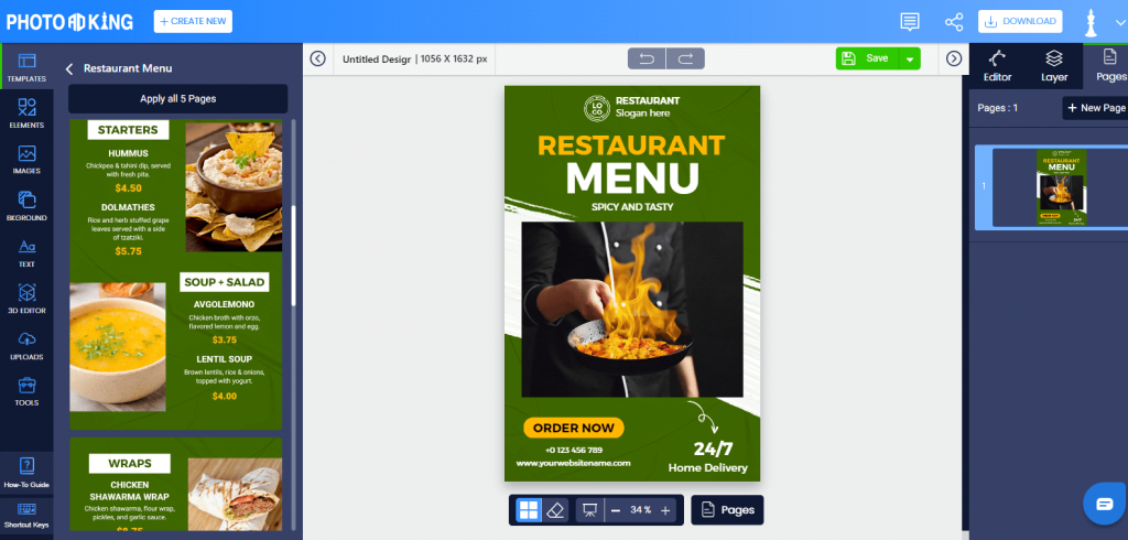 create menu online
