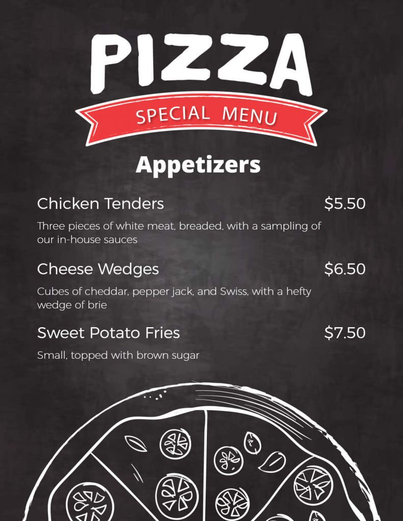 pizza special menu design examples