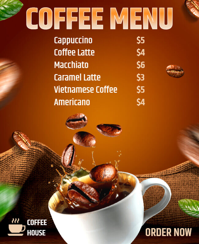 coffee menu design examples