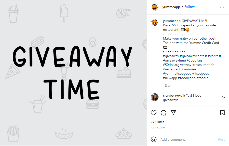 restaurant giveaways