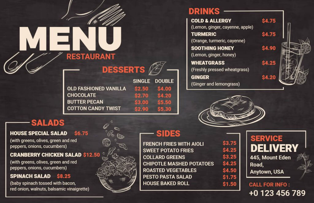 restaurant menu