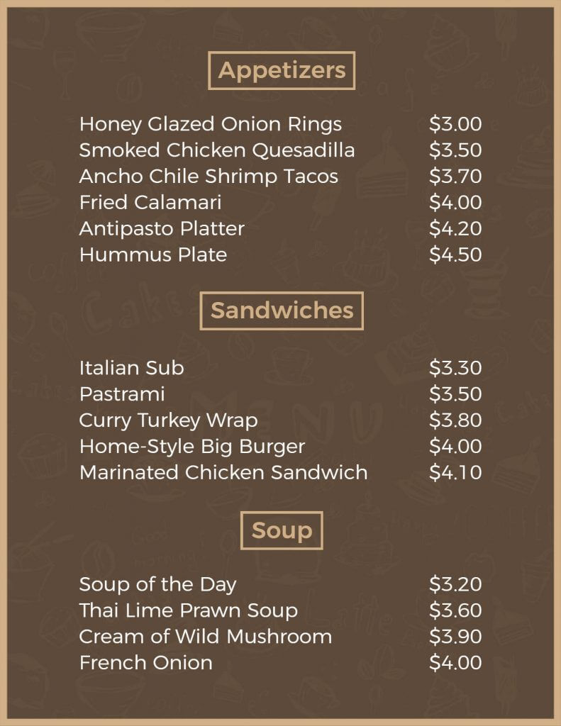 menu design example