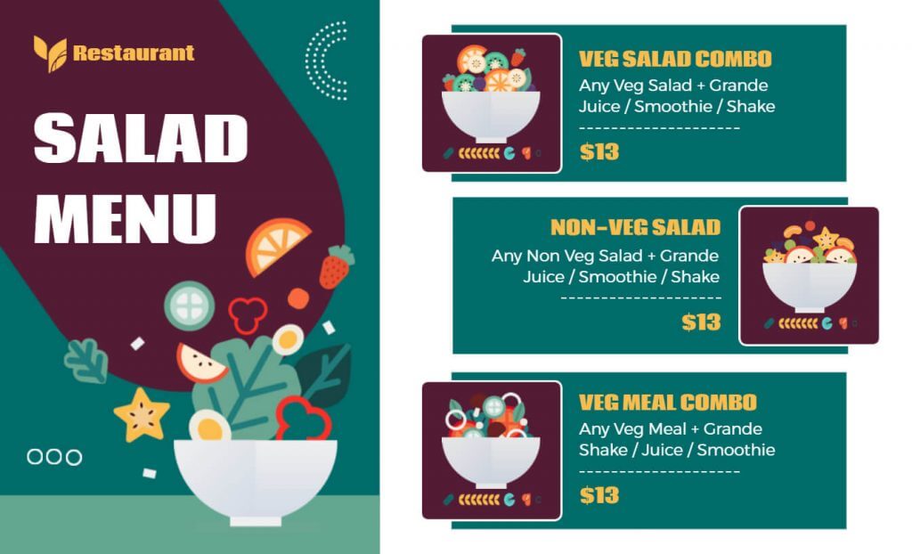 salad menu design examples