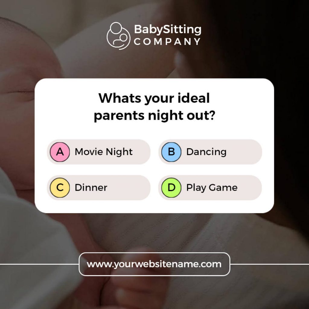 Quiz type babysitting flyer design example