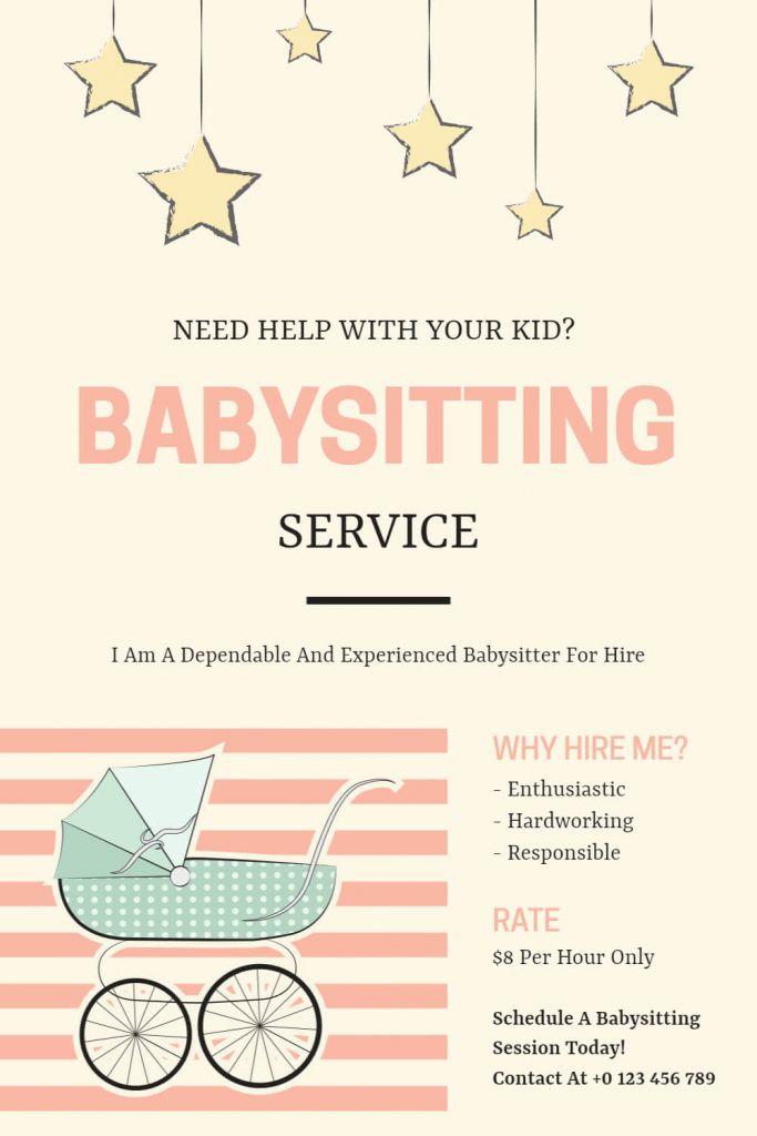 yellow babysitting flyer design