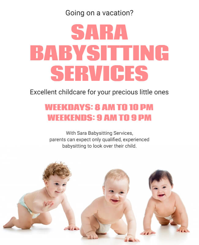 babysitting flyer design for multiple children