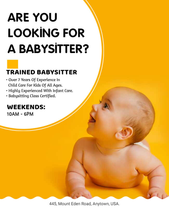 yellow babysitting flyer idea