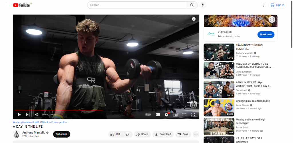 fitness vlogger example