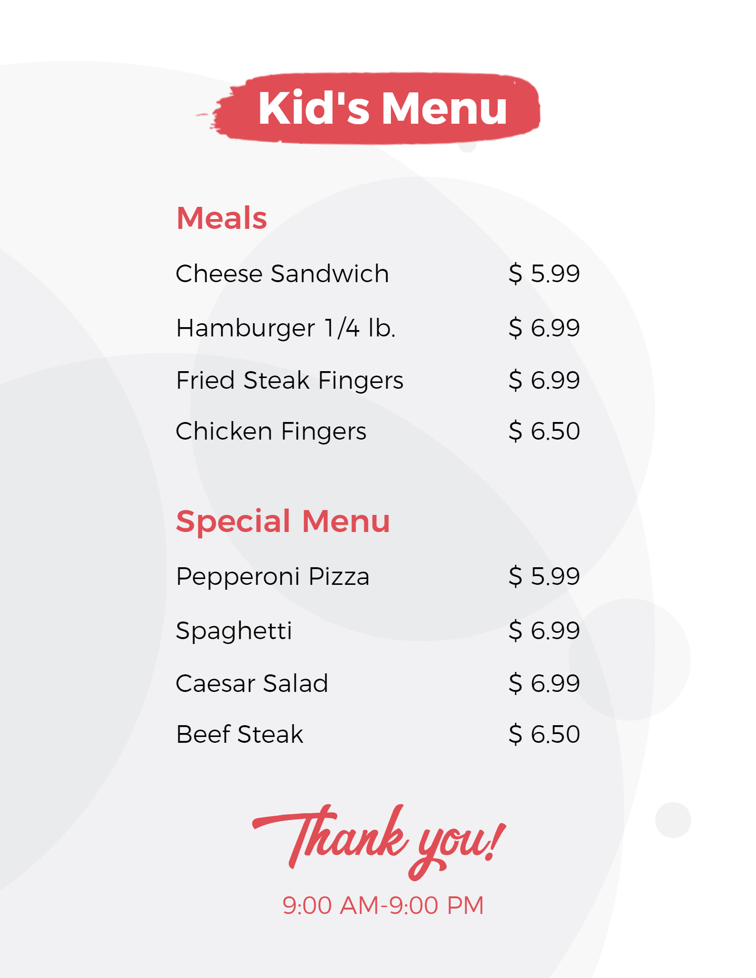 Kids Menu Design Ideas & Examples - PhotoADKing