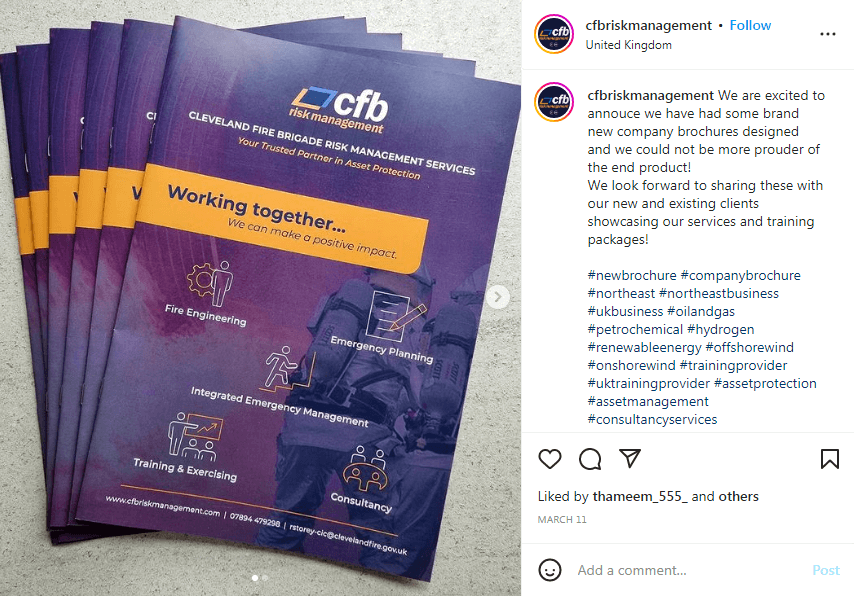 company brochure on instagram