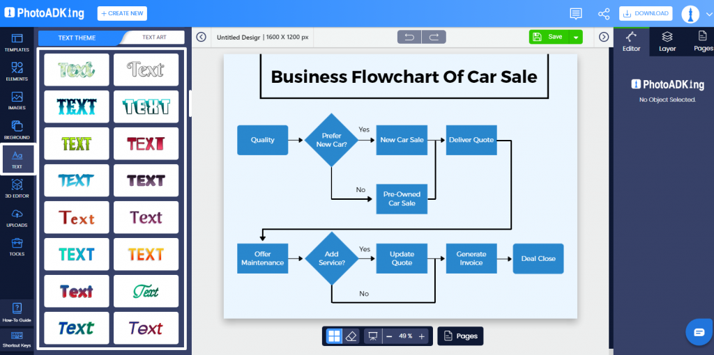 add text in flowchart design