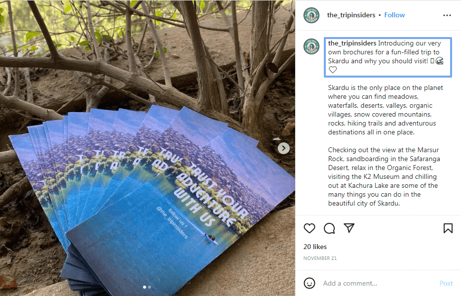 travel brochure on instagram