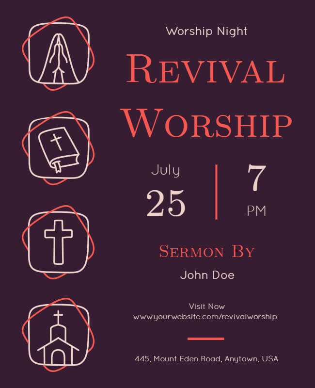 revival worship church flyer