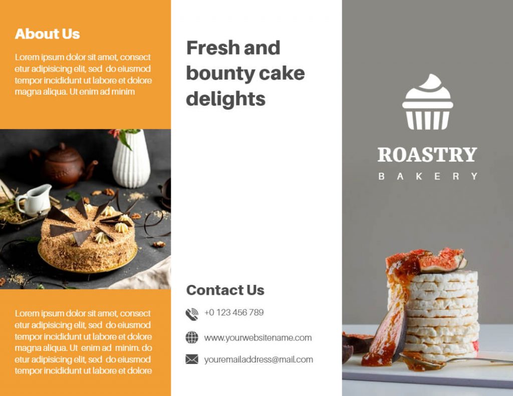 first page simplist trifold food brochure design