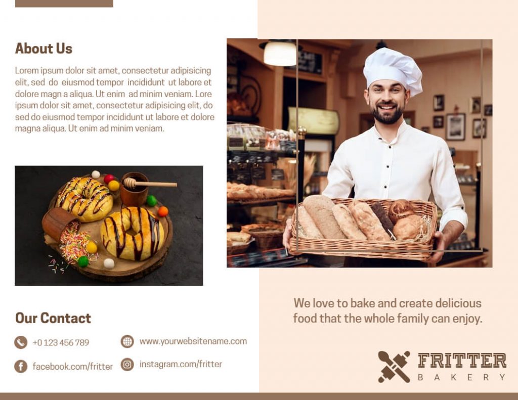 first page tri-fold food brochure design 