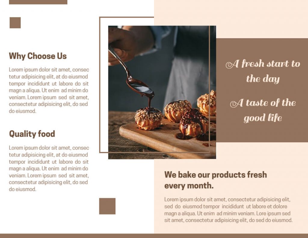 second page tri-fold food brochure design 