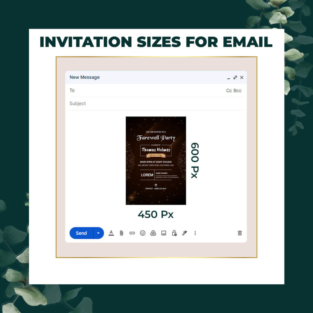 Invitation size for Email