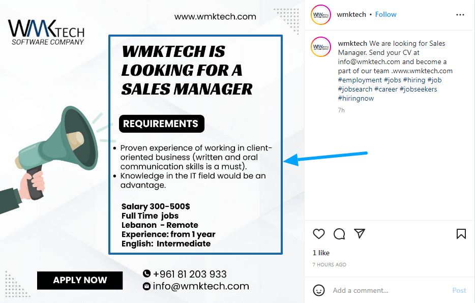 job posting details on flyer