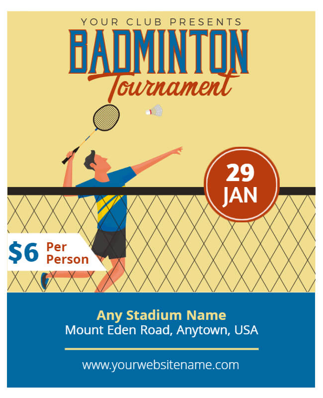 badminton tournament flyer template