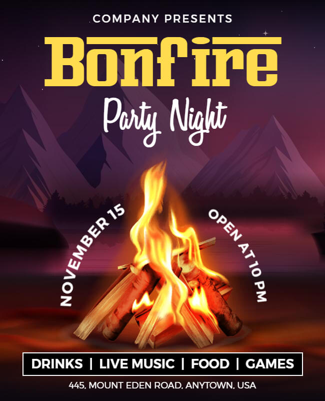 bonfire party night flyer template