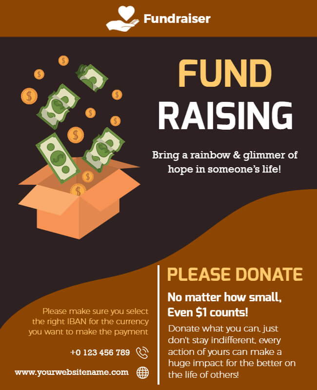 brown fundraising flyer template