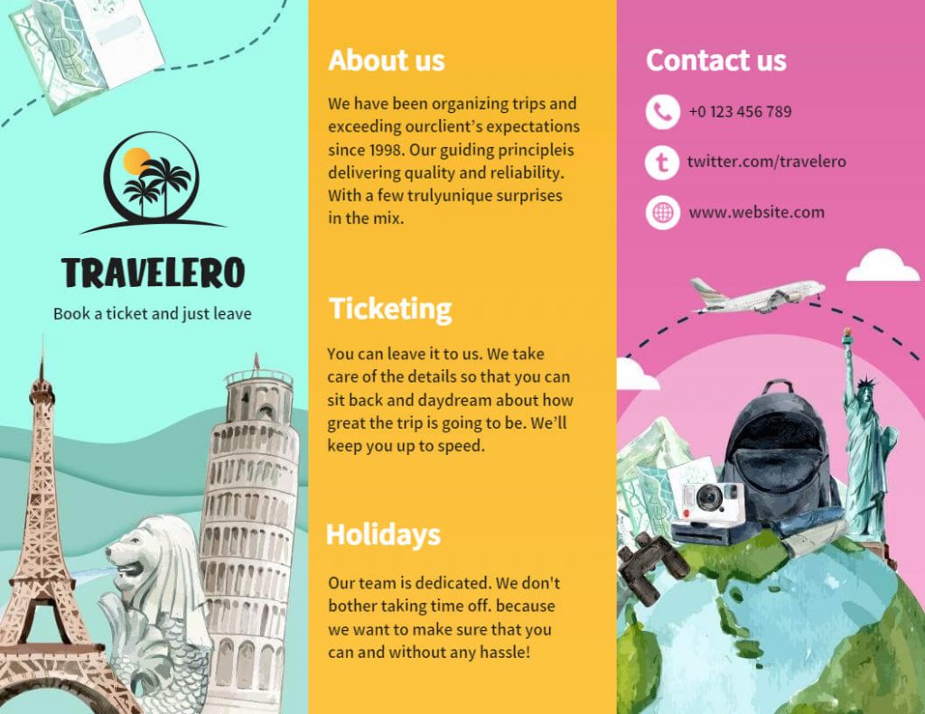 colorful travel brochure template