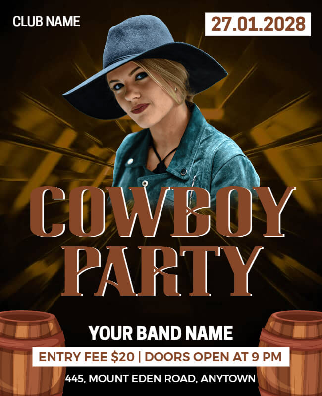 cowboy party flyer template