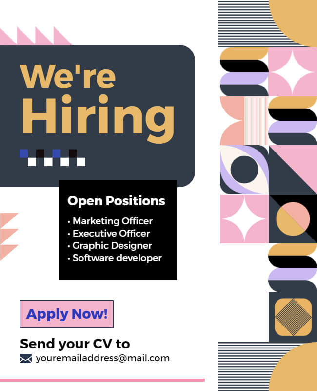 hiring flyer with color scheme