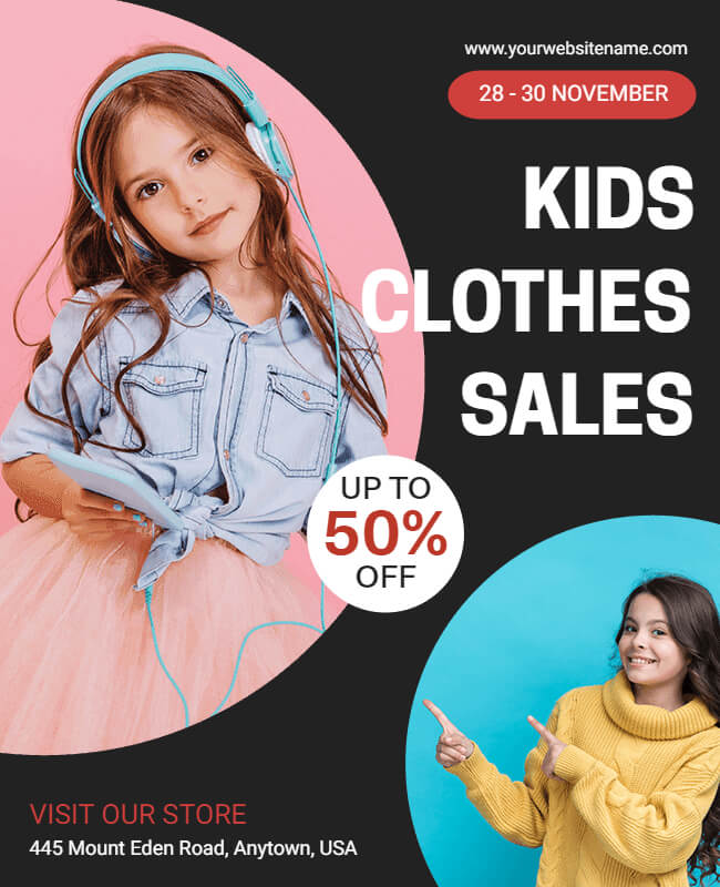 kids clothing store flyer template