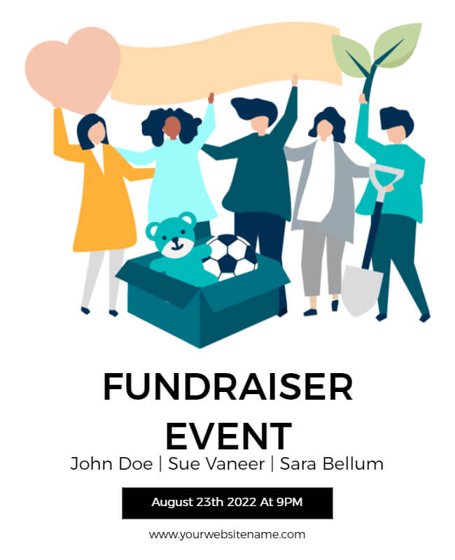 white minimal fundraising event flyer