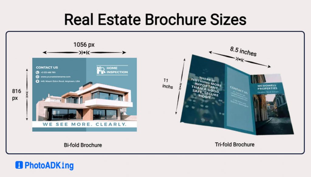real estate brochure sizes