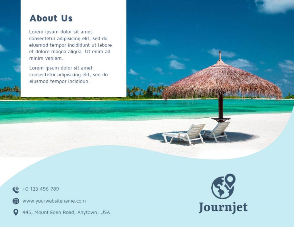 travel brochure in sea blue shades
