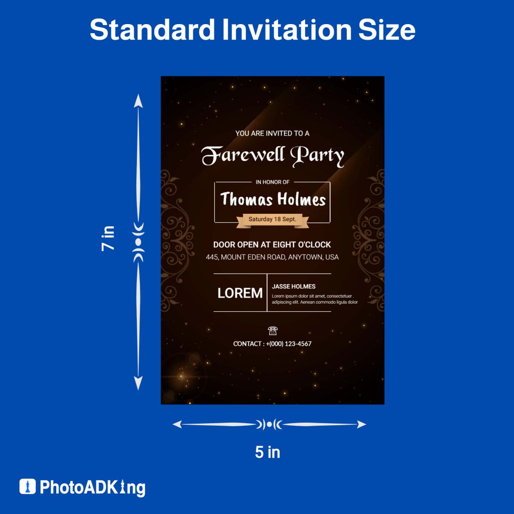 standard invitation size