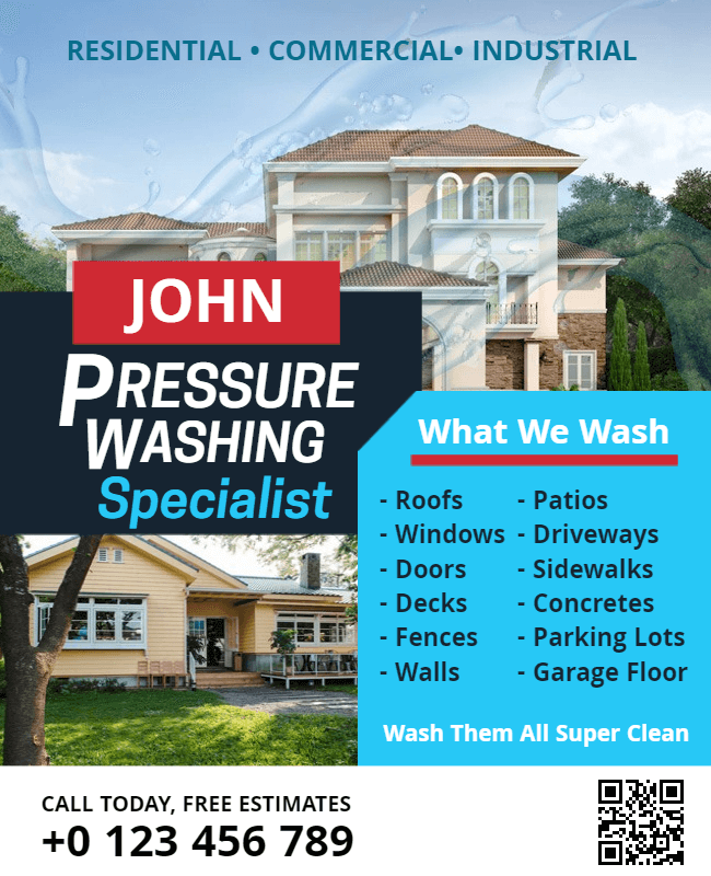 modern pressure washing specialist flyer