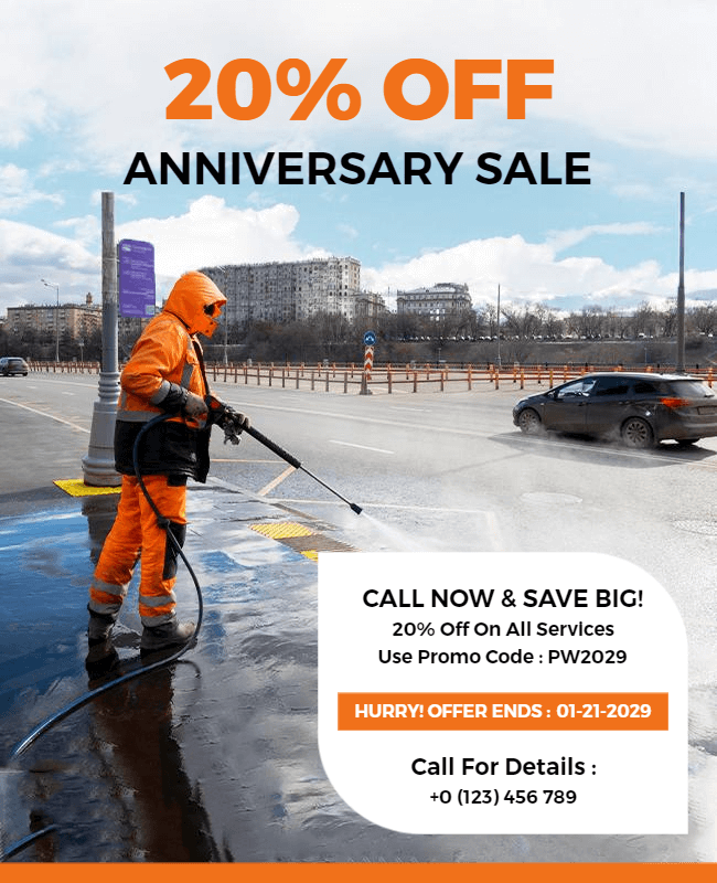 pressure washing anniversary sale offer flyer