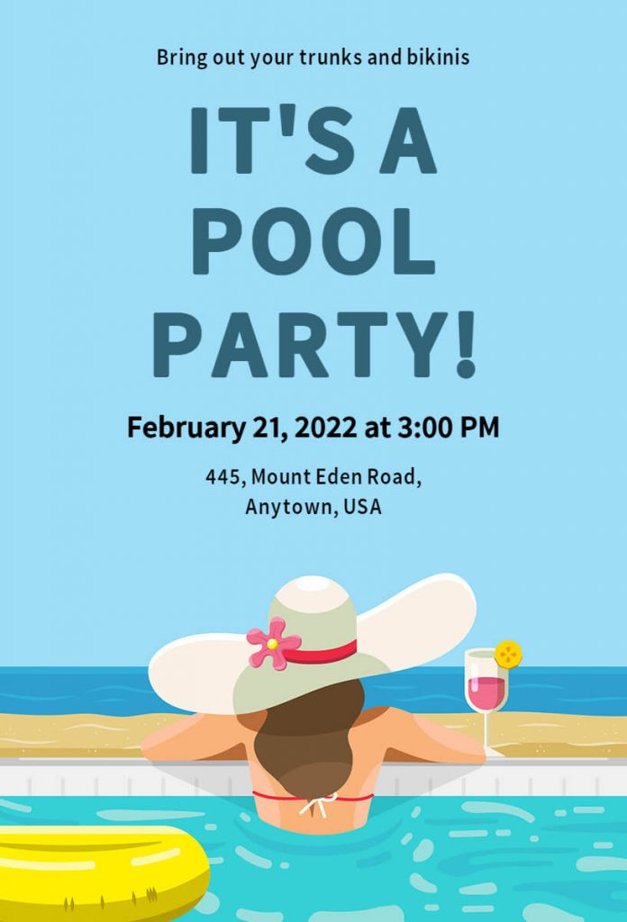 Beach-Themed Pool Party Invitation  Template