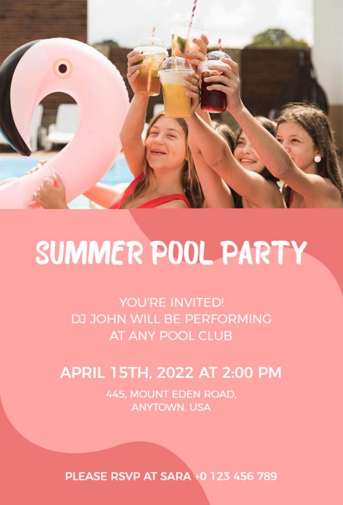 Summer Pool Party Invitation Template